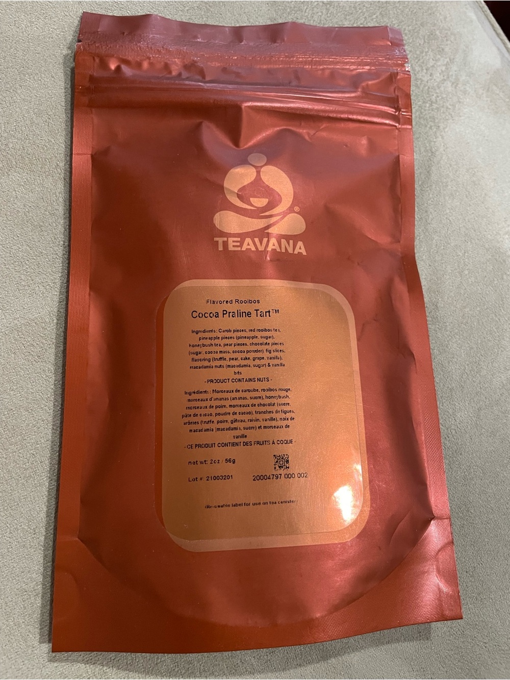 Teavana Flavored Rooibos Cocoa Praline Tart Tea 2oz